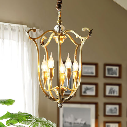Rustic Farmhouse Lantern Chandelier with Adjustable Height & Warm Glow