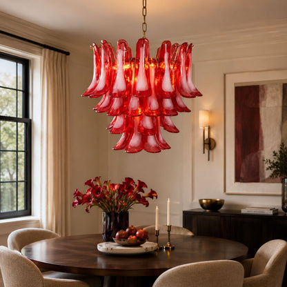 Fiametta Elegant Glass Chandelier - Adjustable Height, Crystal Accents