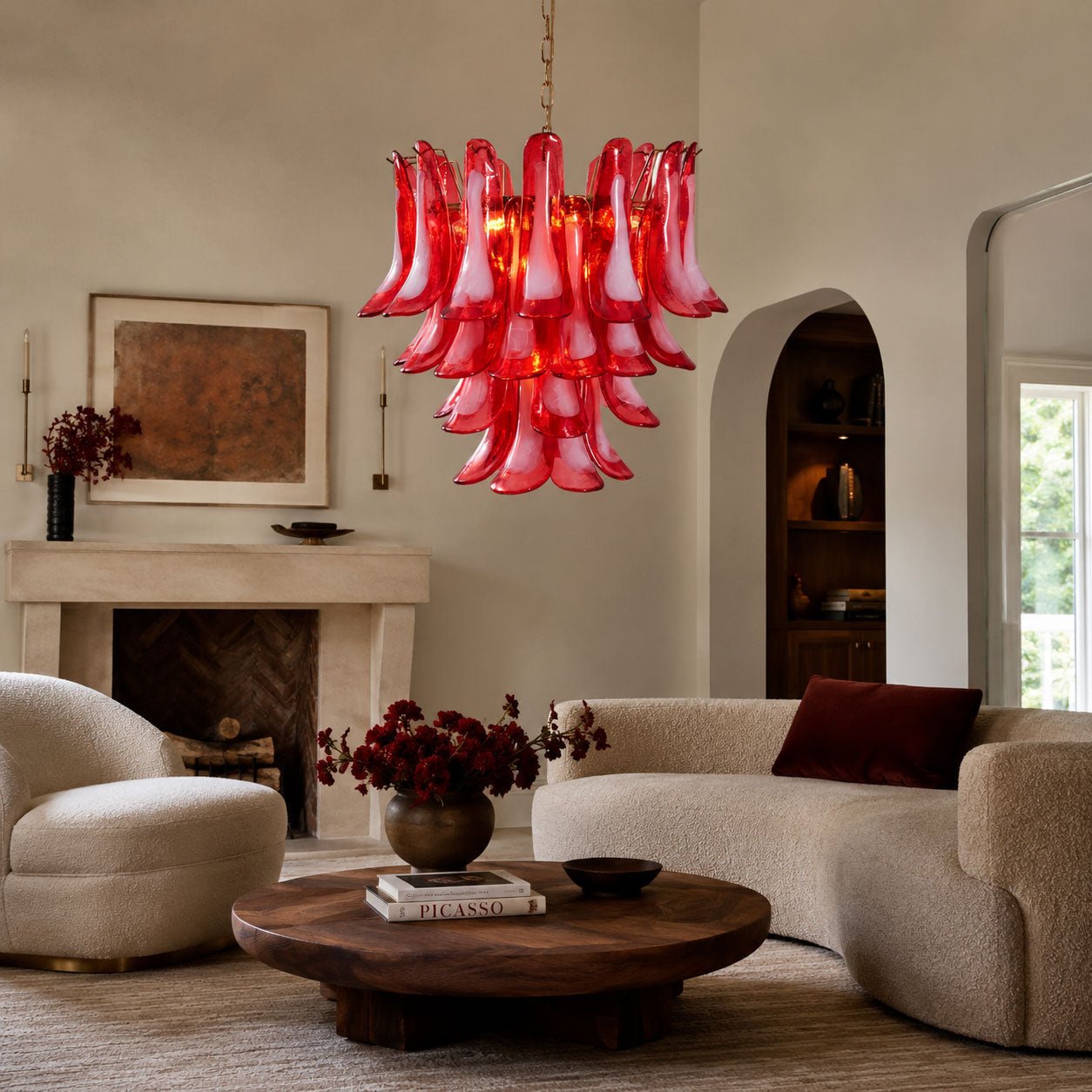 Fiametta Elegant Glass Chandelier - Adjustable Height, Crystal Accents