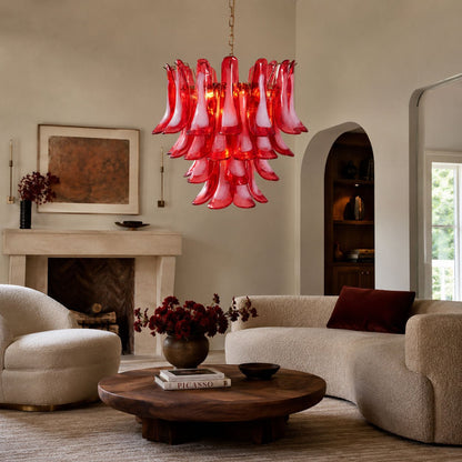 Fiametta Elegant Glass Chandelier - Adjustable Height, Crystal Accents