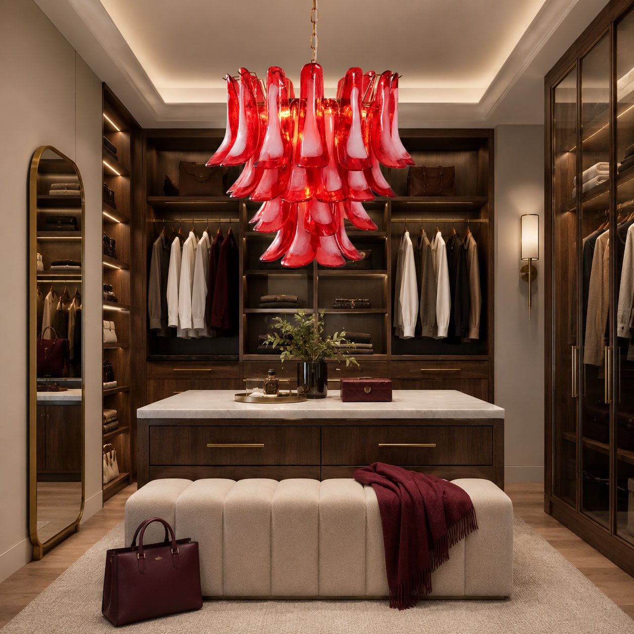 Fiametta Elegant Glass Chandelier - Adjustable Height, Crystal Accents