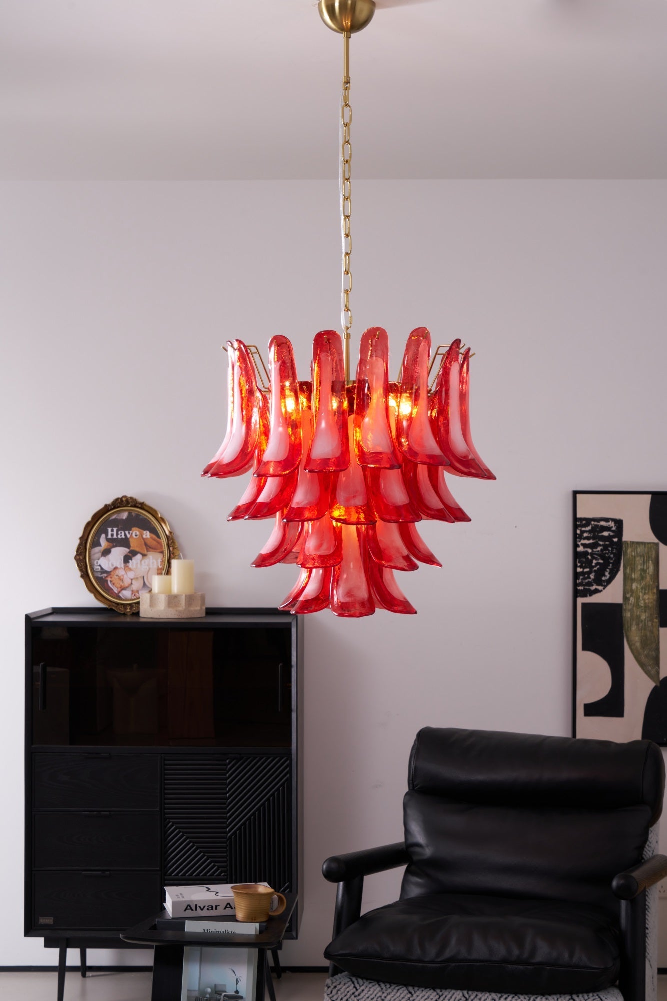 Fiametta Elegant Glass Chandelier - Adjustable Height, Crystal Accents