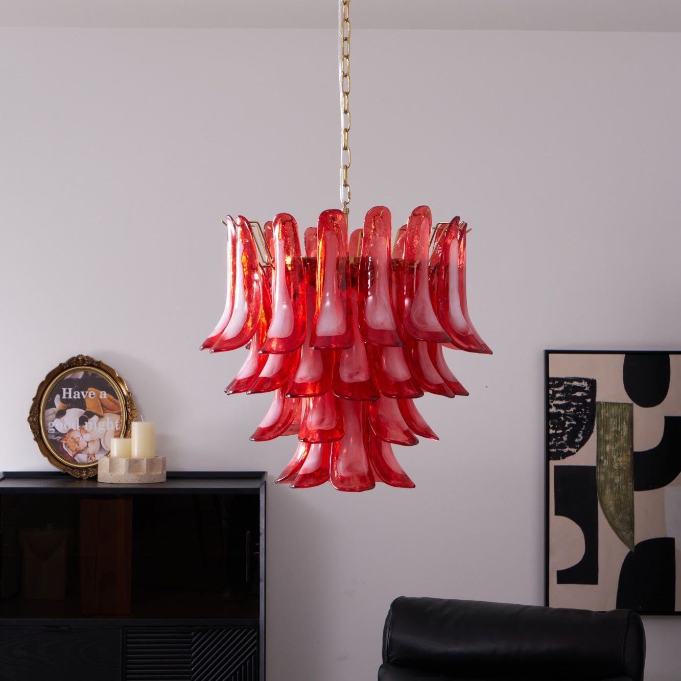 Fiametta Elegant Glass Chandelier - Adjustable Height, Crystal Accents