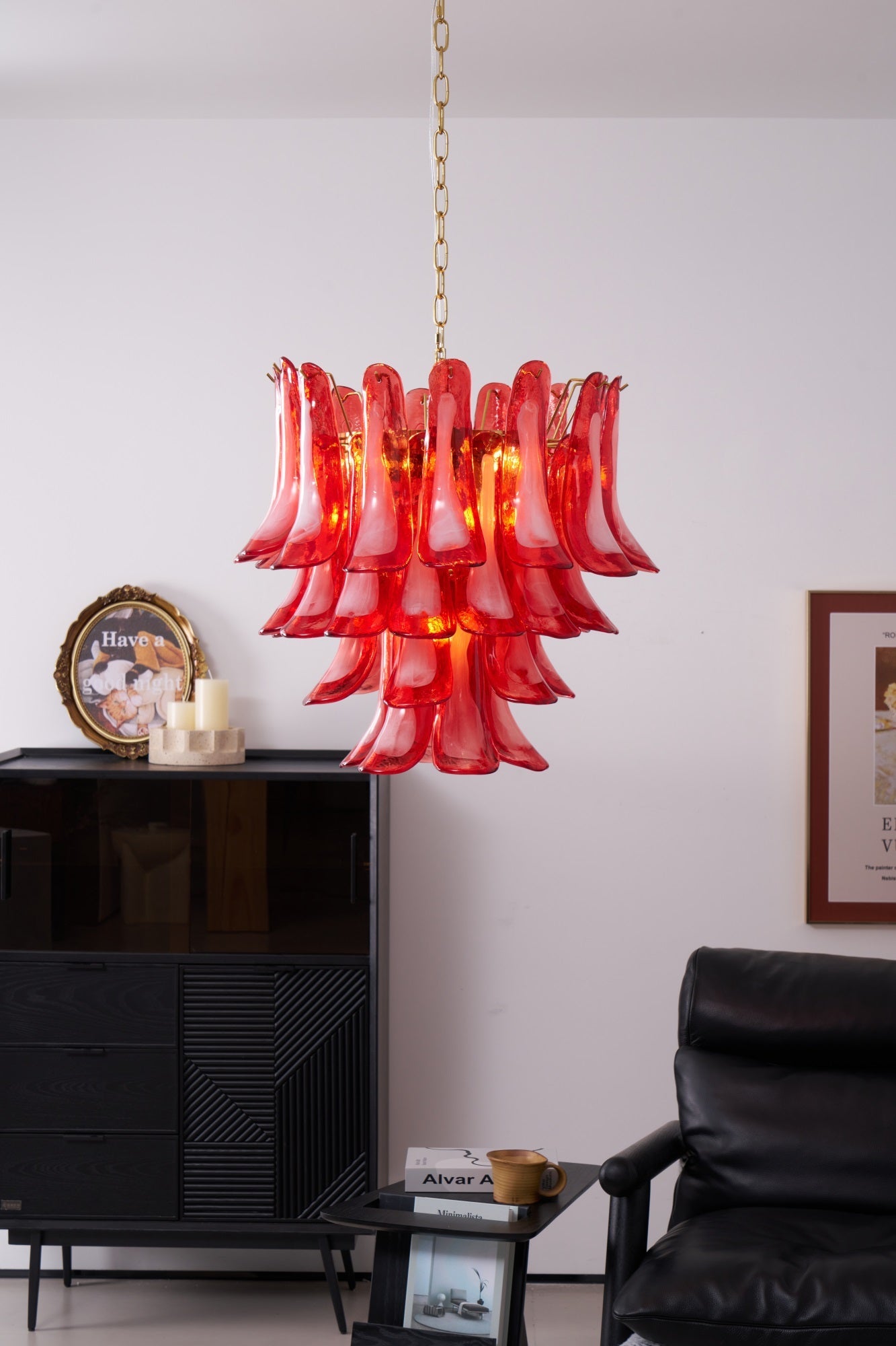 Fiametta Elegant Glass Chandelier - Adjustable Height, Crystal Accents