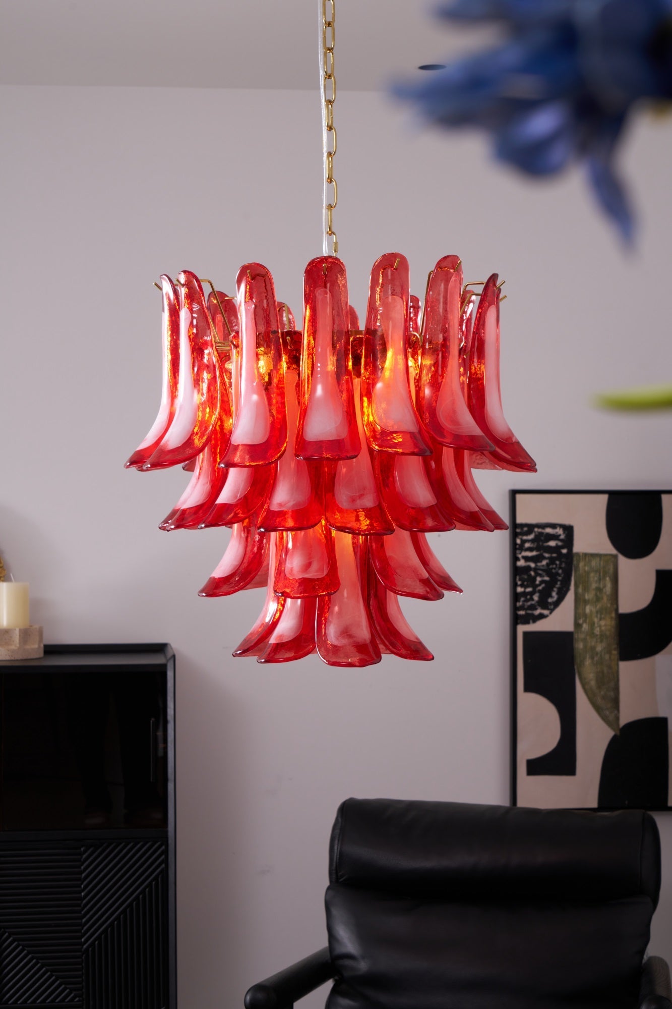Fiametta Elegant Glass Chandelier - Adjustable Height, Crystal Accents