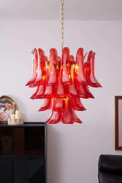 Fiametta Elegant Glass Chandelier - Adjustable Height, Crystal Accents