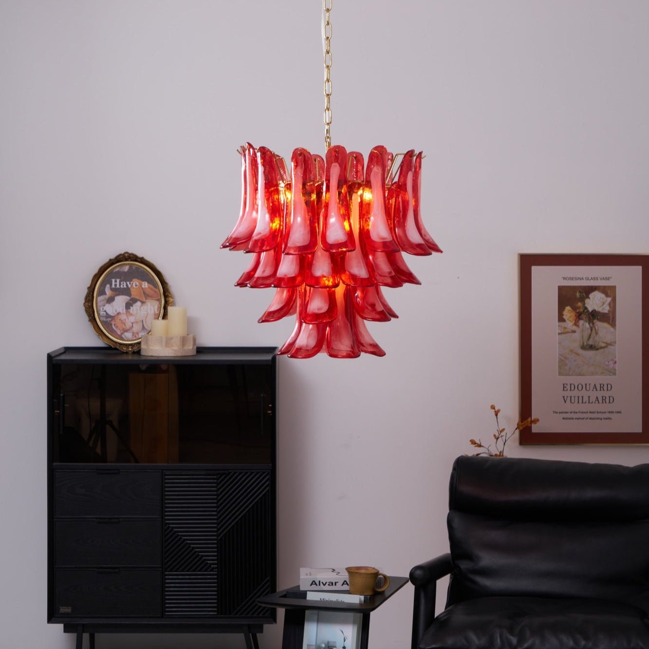 Fiametta Elegant Glass Chandelier - Adjustable Height, Crystal Accents