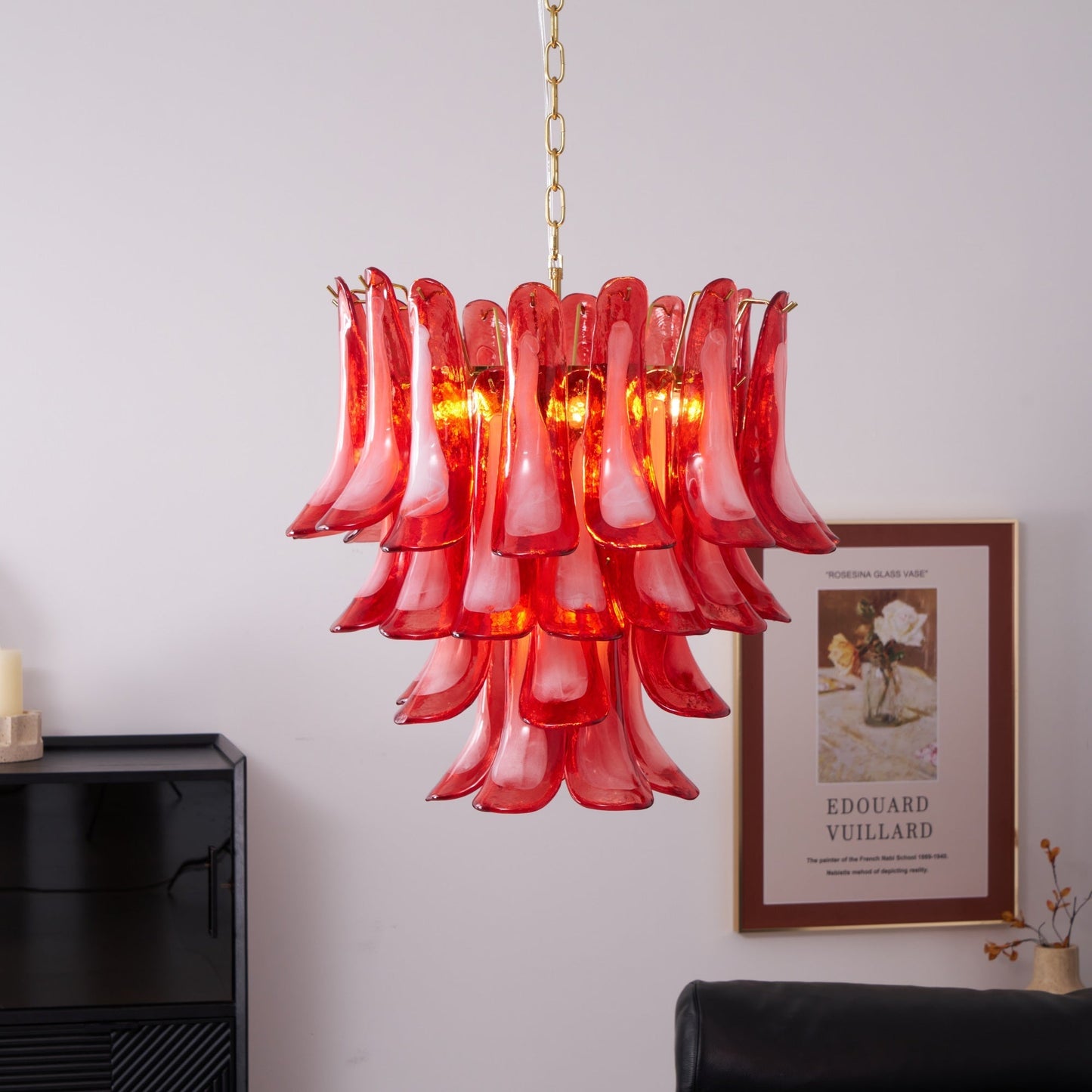 Fiametta Elegant Glass Chandelier - Adjustable Height, Crystal Accents