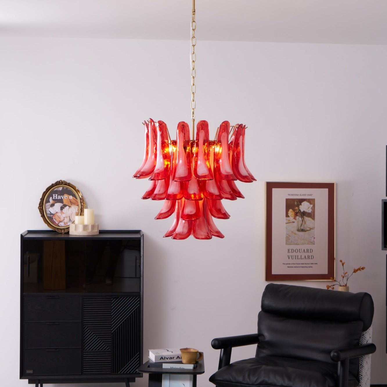 Fiametta Elegant Glass Chandelier - Adjustable Height, Crystal Accents