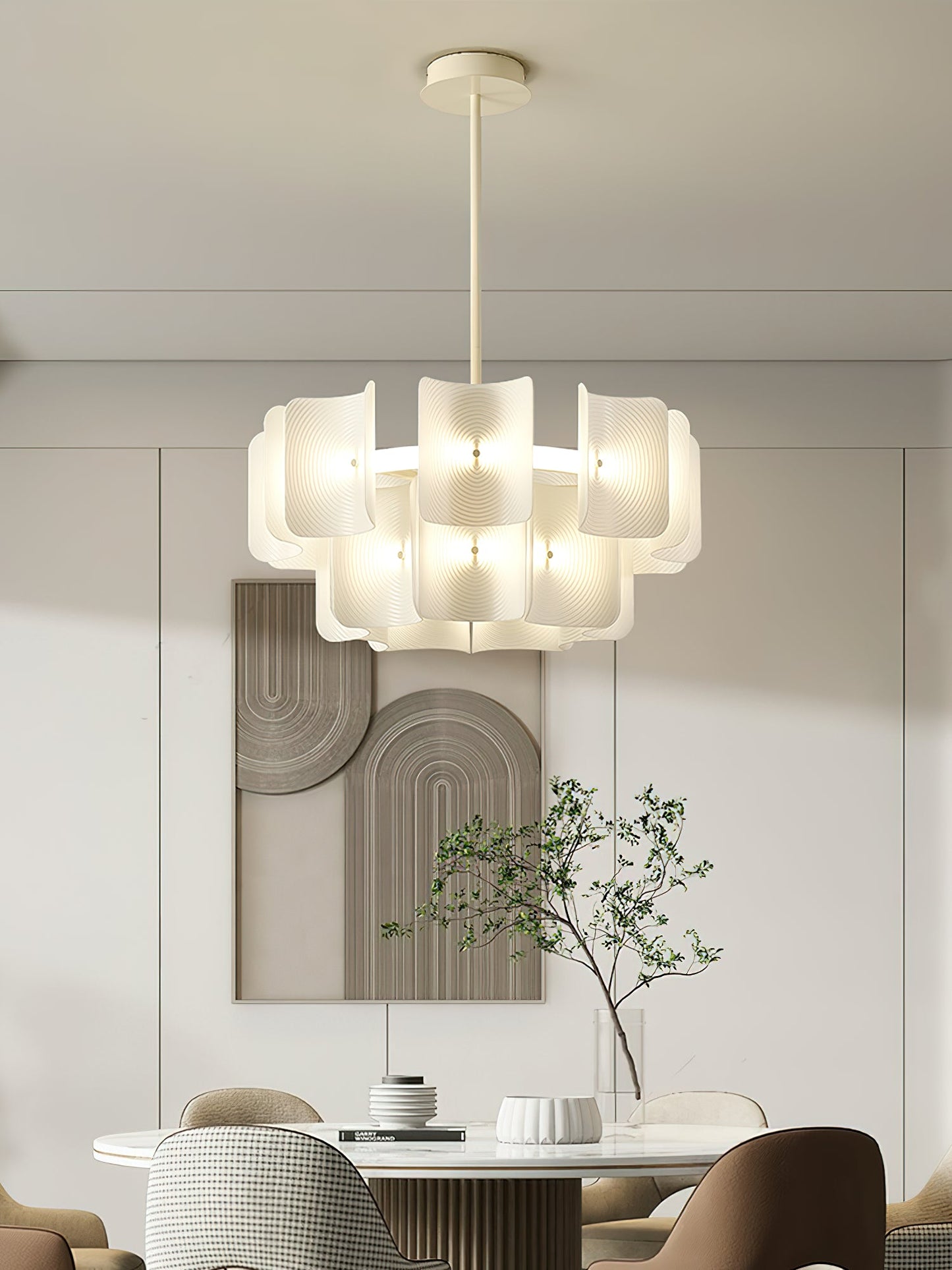 Fingerprint-Activated Chandelier with Dimmable LED Lights and Elegant