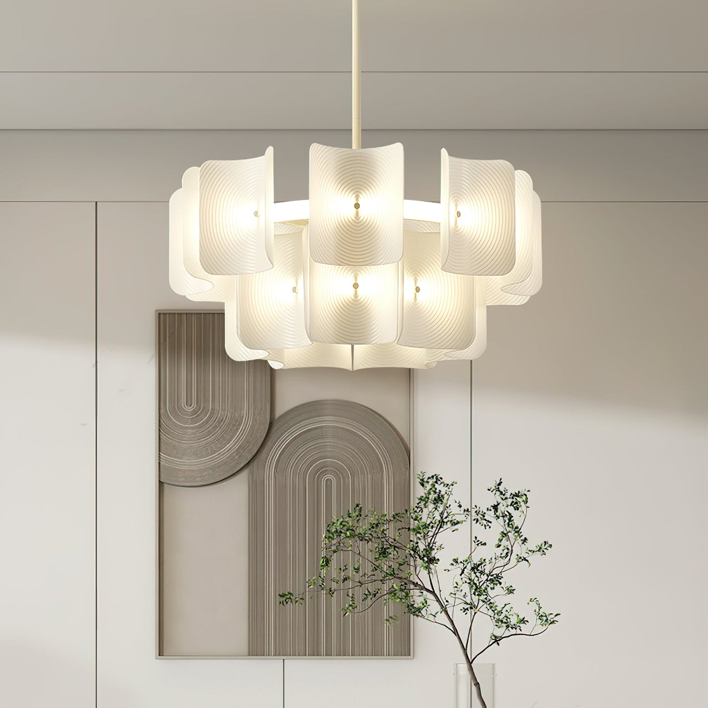 Fingerprint-Activated Chandelier with Dimmable LED Lights and Elegant