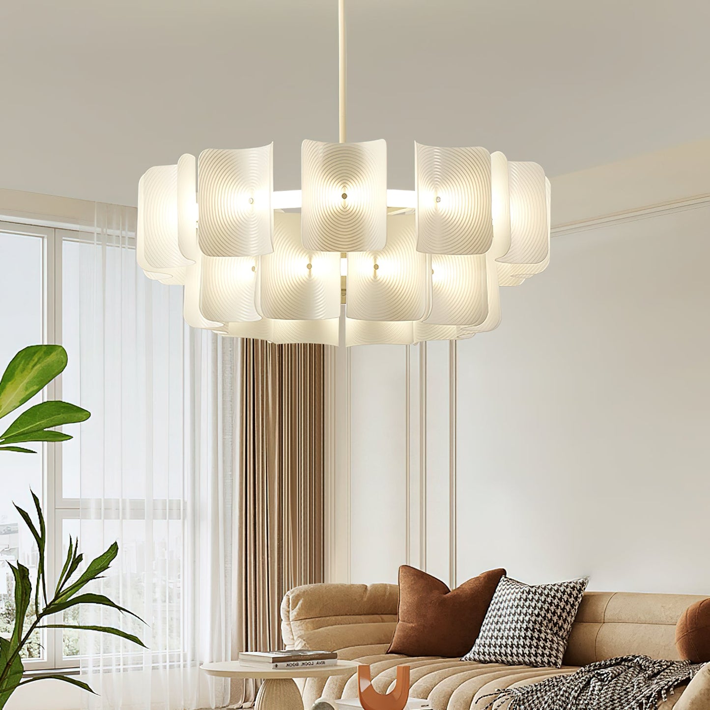 Fingerprint-Activated Chandelier with Dimmable LED Lights and Elegant