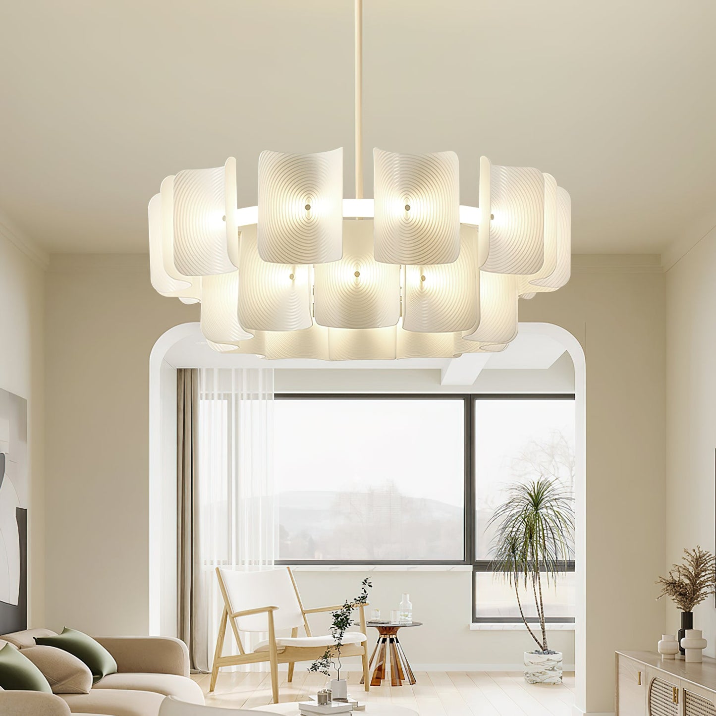 Fingerprint-Activated Chandelier with Dimmable LED Lights and Elegant