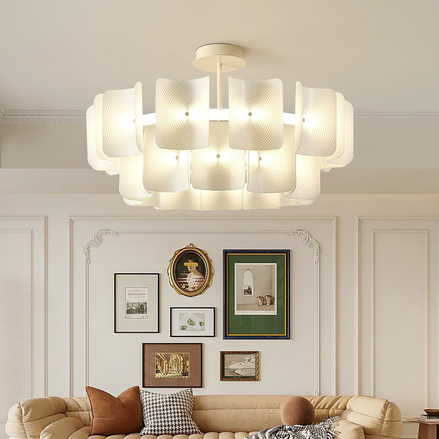 Fingerprint-Activated Chandelier with Dimmable LED Lights and Elegant