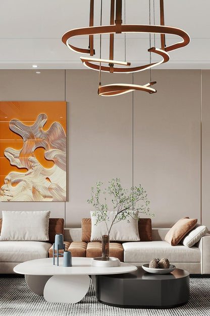 Finopi Modern Chandelier - Adjustable Height, Energy-Efficient LED