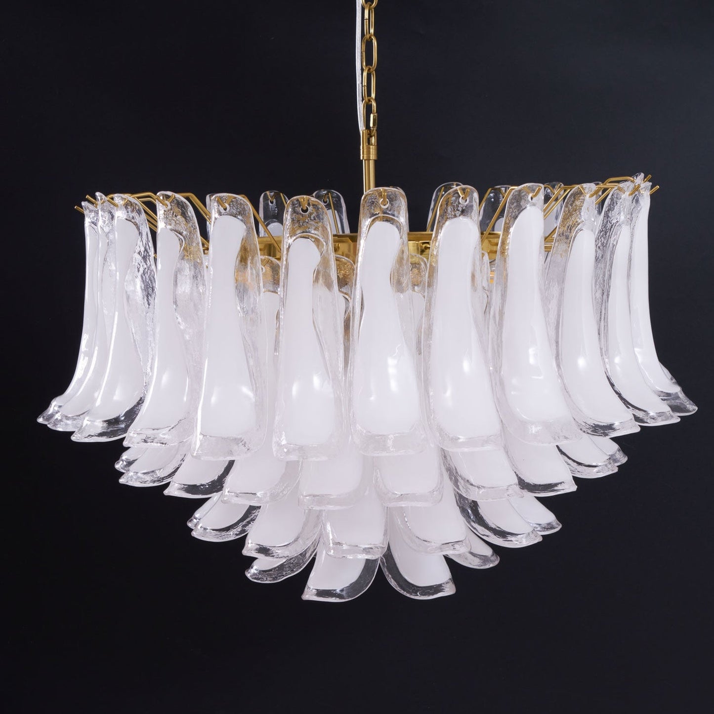 Fiora Pink Glass Chandelier - Elegant Design with Adjustable Height &