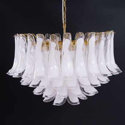 Fiora Pink Glass Chandelier - Elegant Design with Adjustable Height &