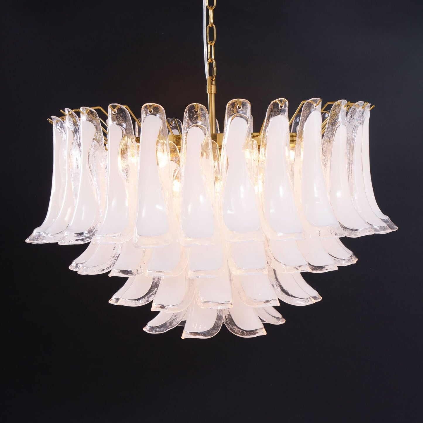 Fiora Pink Glass Chandelier - Elegant Design with Adjustable Height &