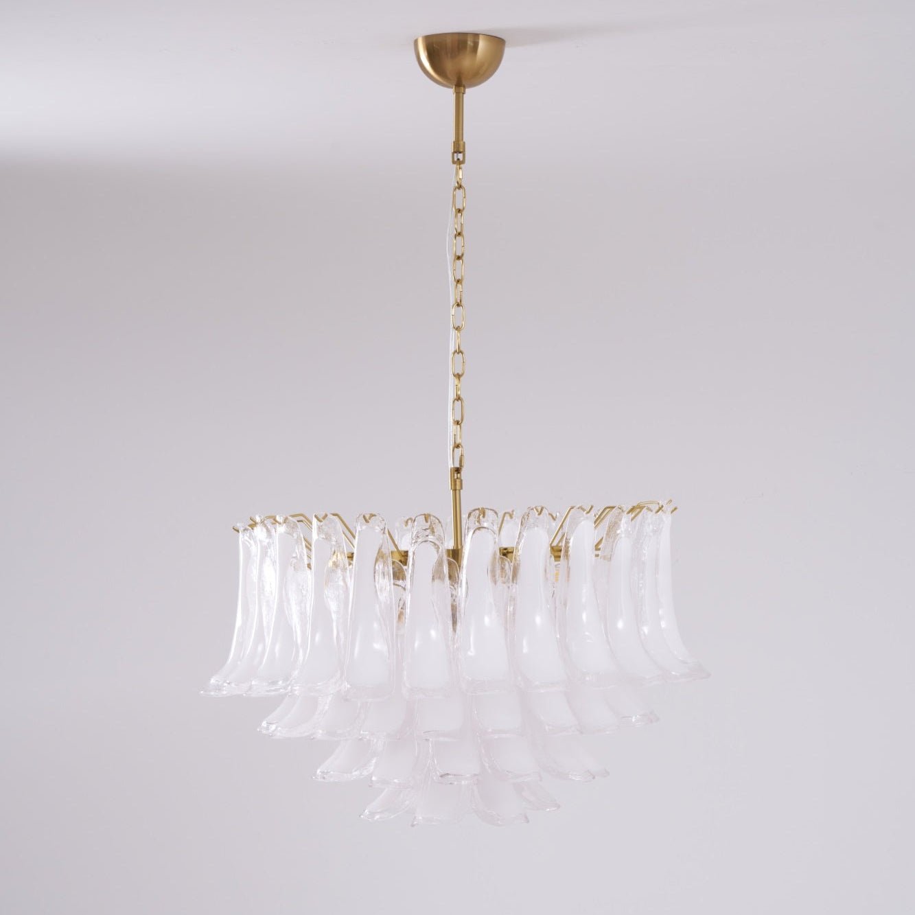 Fiora Pink Glass Chandelier - Elegant Design with Adjustable Height &
