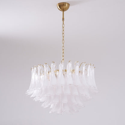 Fiora Pink Glass Chandelier - Elegant Design with Adjustable Height &