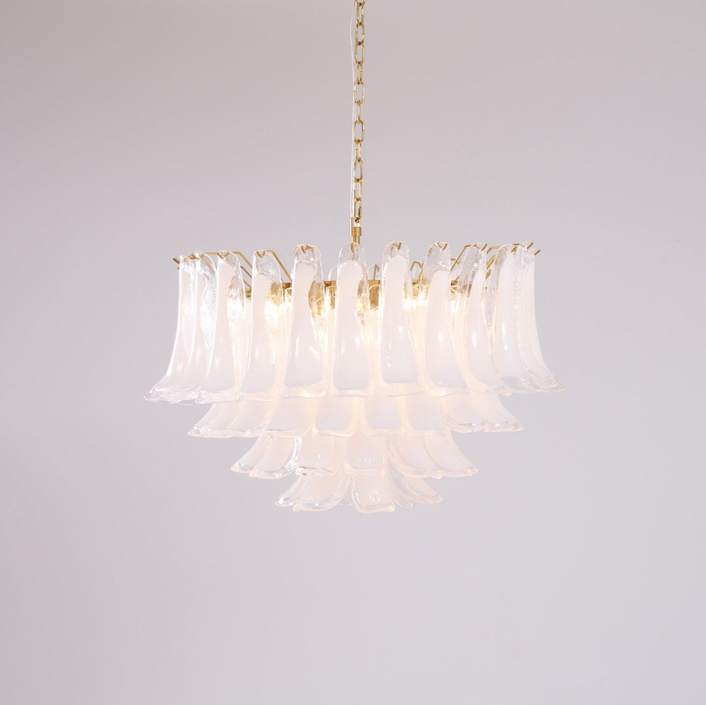 Fiora Pink Glass Chandelier - Elegant Design with Adjustable Height &
