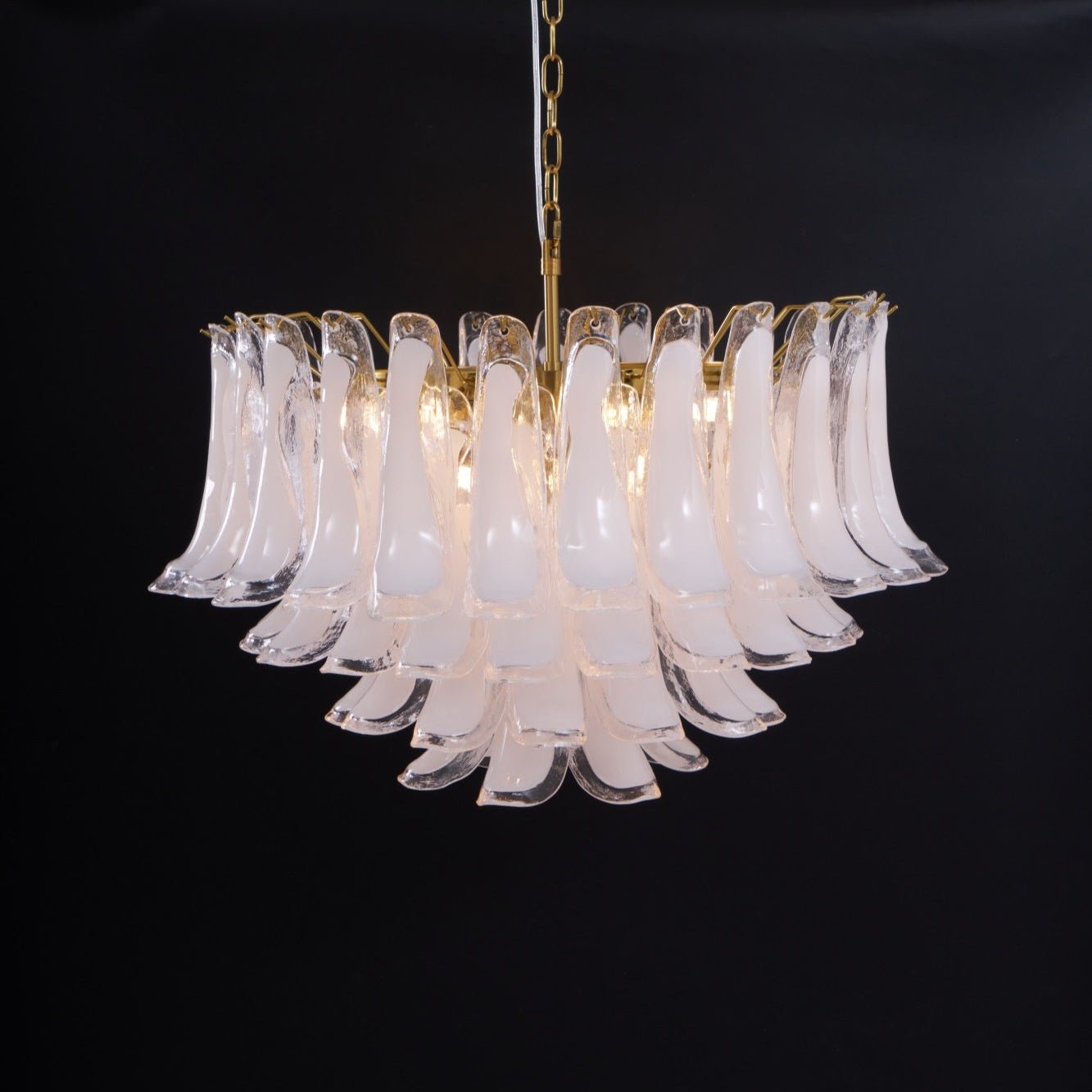 Fiora Pink Glass Chandelier - Elegant Design with Adjustable Height &