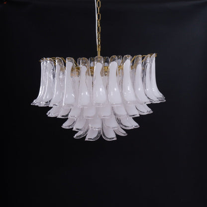 Fiora Pink Glass Chandelier - Elegant Design with Adjustable Height &