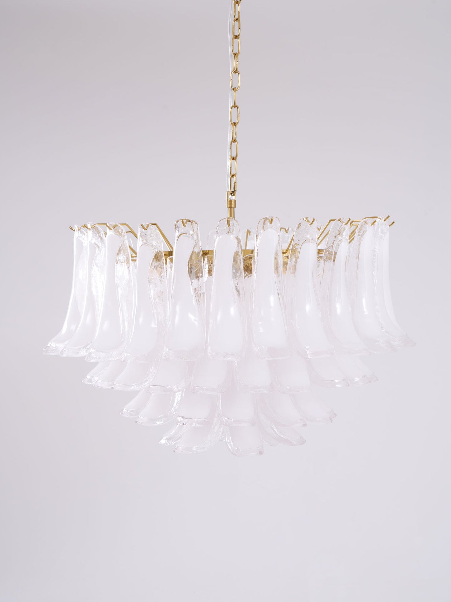 Fiora Pink Glass Chandelier - Elegant Design with Adjustable Height &