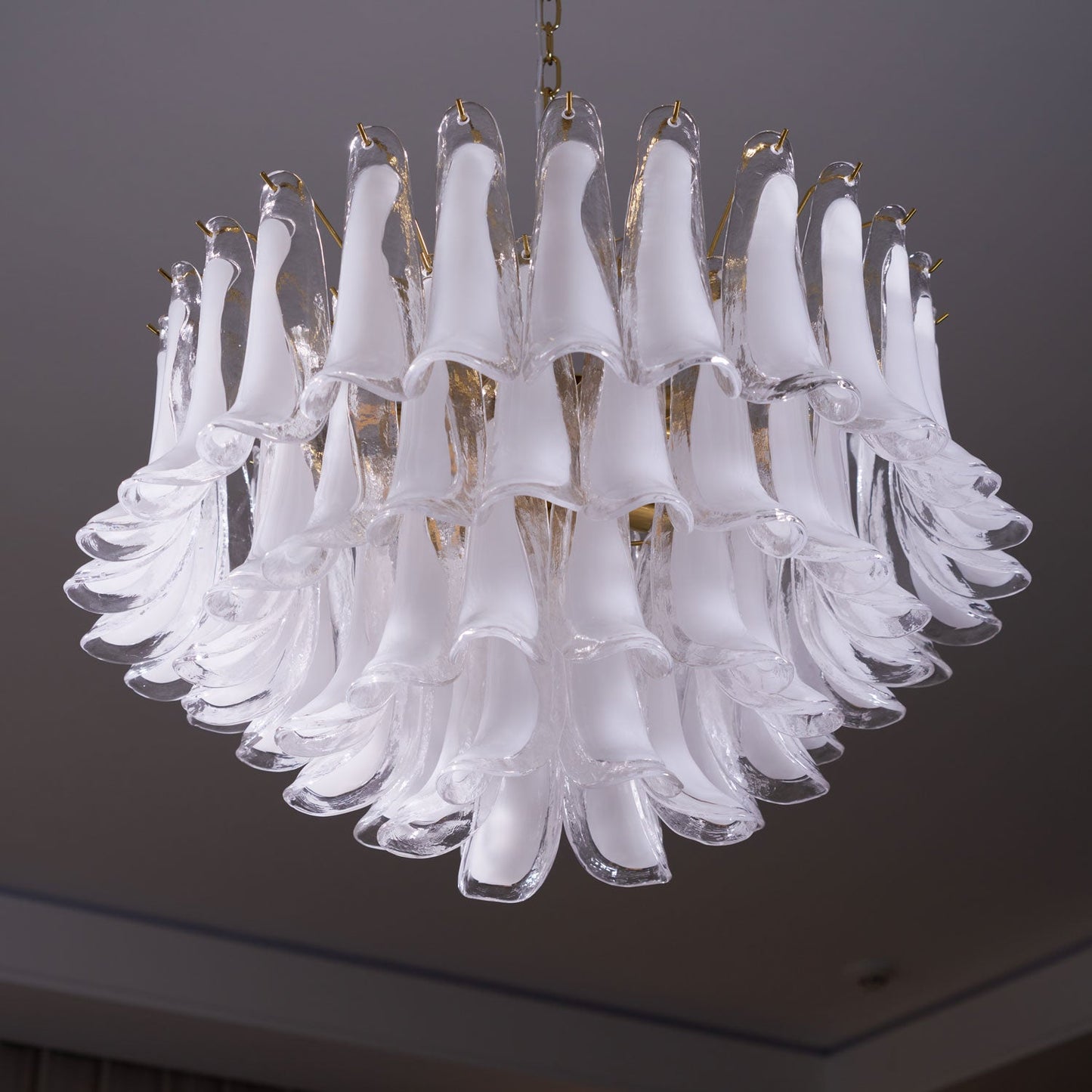Fiora Pink Glass Chandelier - Elegant Design with Adjustable Height &