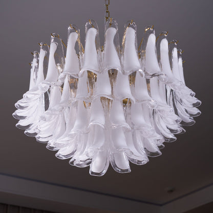 Fiora Pink Glass Chandelier - Elegant Design with Adjustable Height &