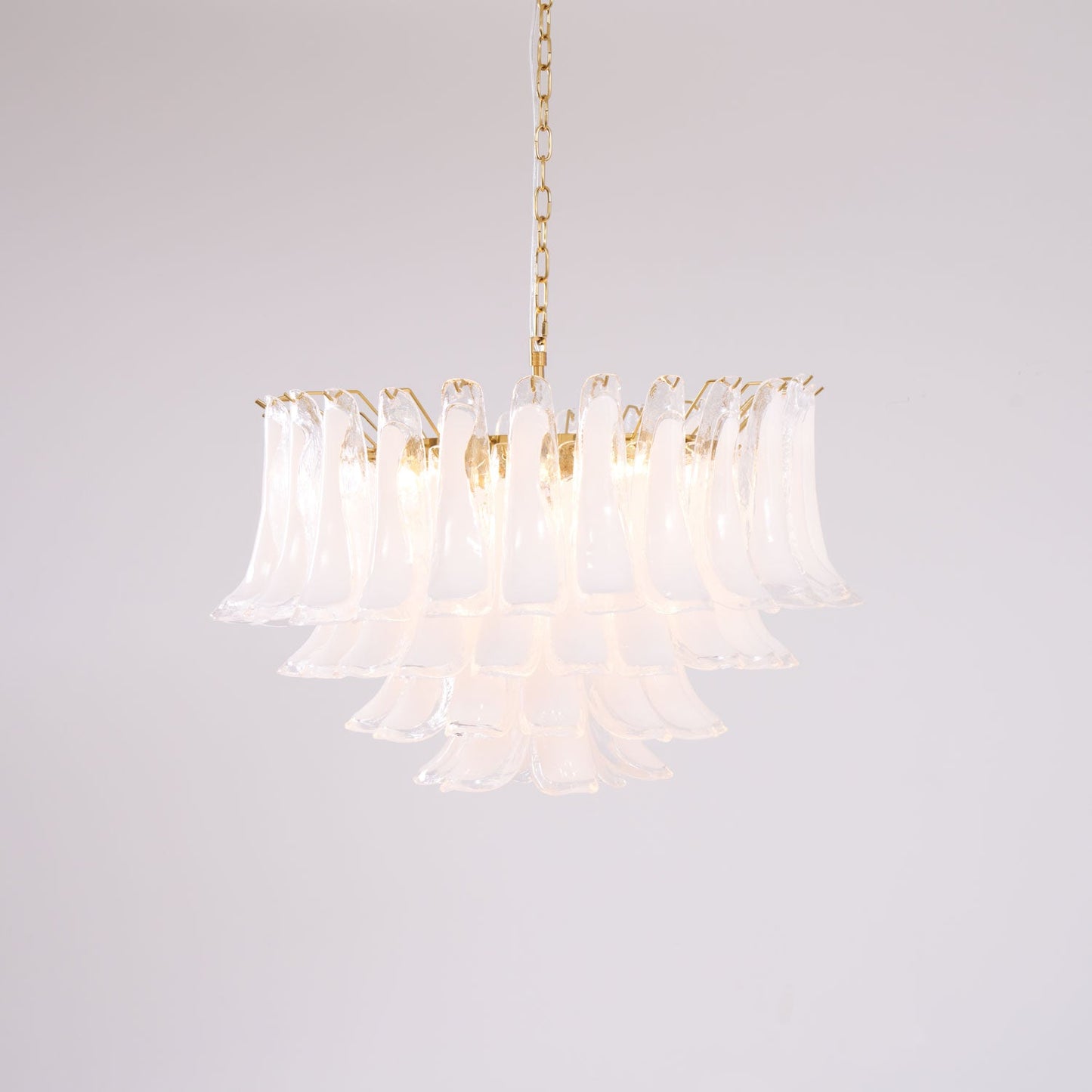 Fiora Pink Glass Chandelier - Elegant Design with Adjustable Height &
