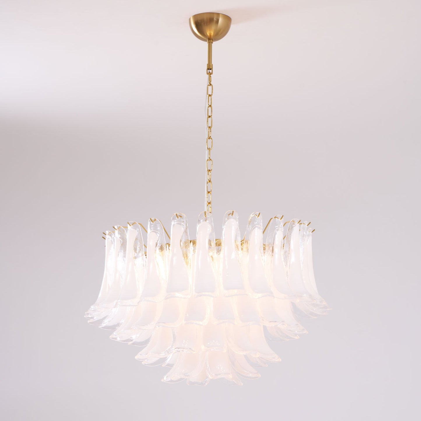 Fiora Pink Glass Chandelier - Elegant Design with Adjustable Height &