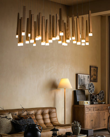 Rustic Firewood Stick Chandelier - Unique Design & Ambient Lighting