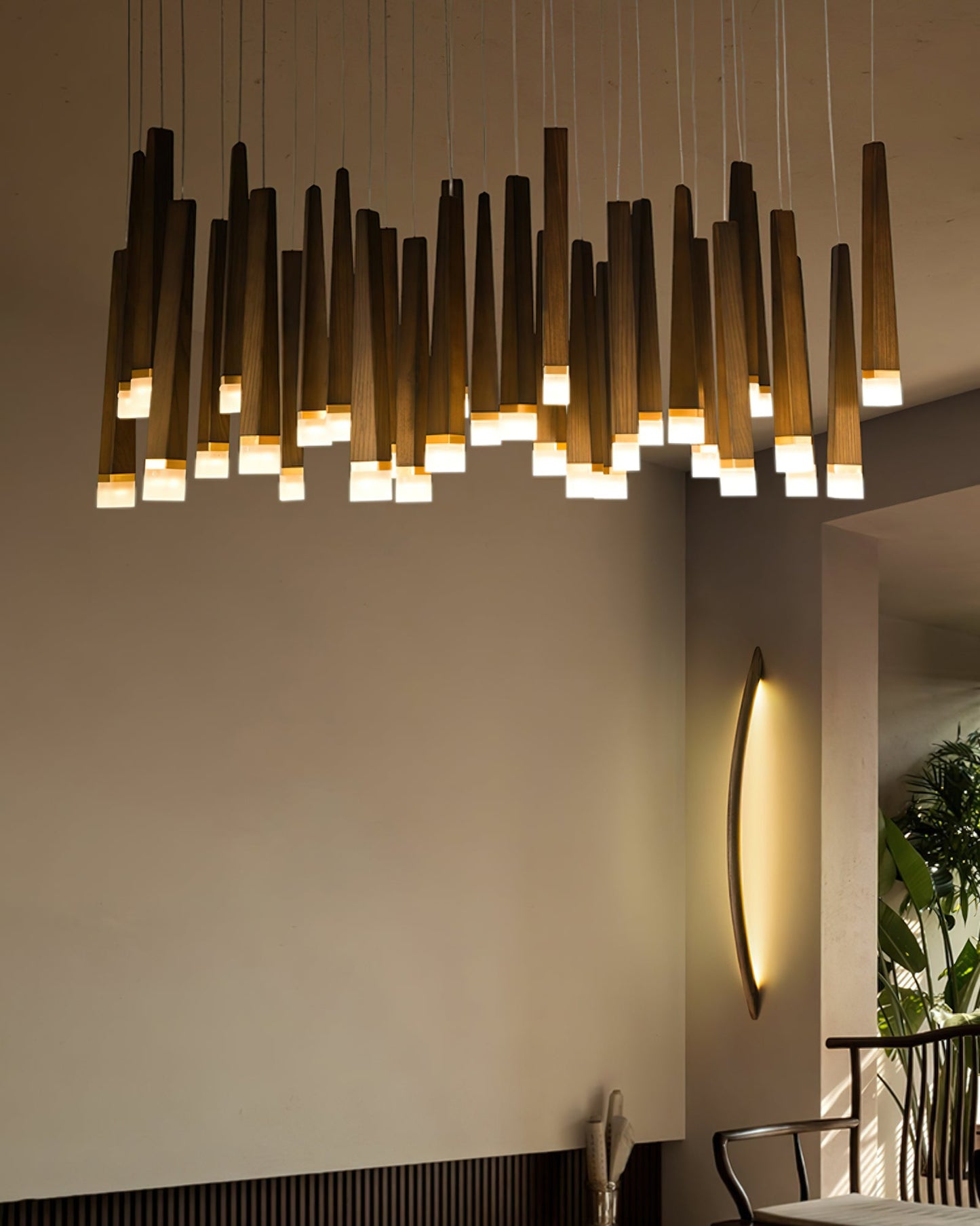 Rustic Firewood Stick Chandelier - Unique Design & Ambient Lighting