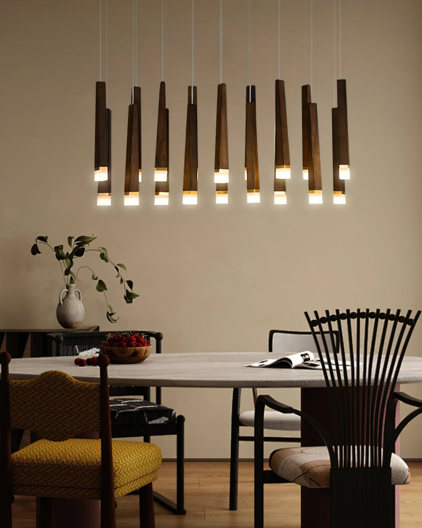 Rustic Firewood Stick Chandelier - Unique Design & Ambient Lighting