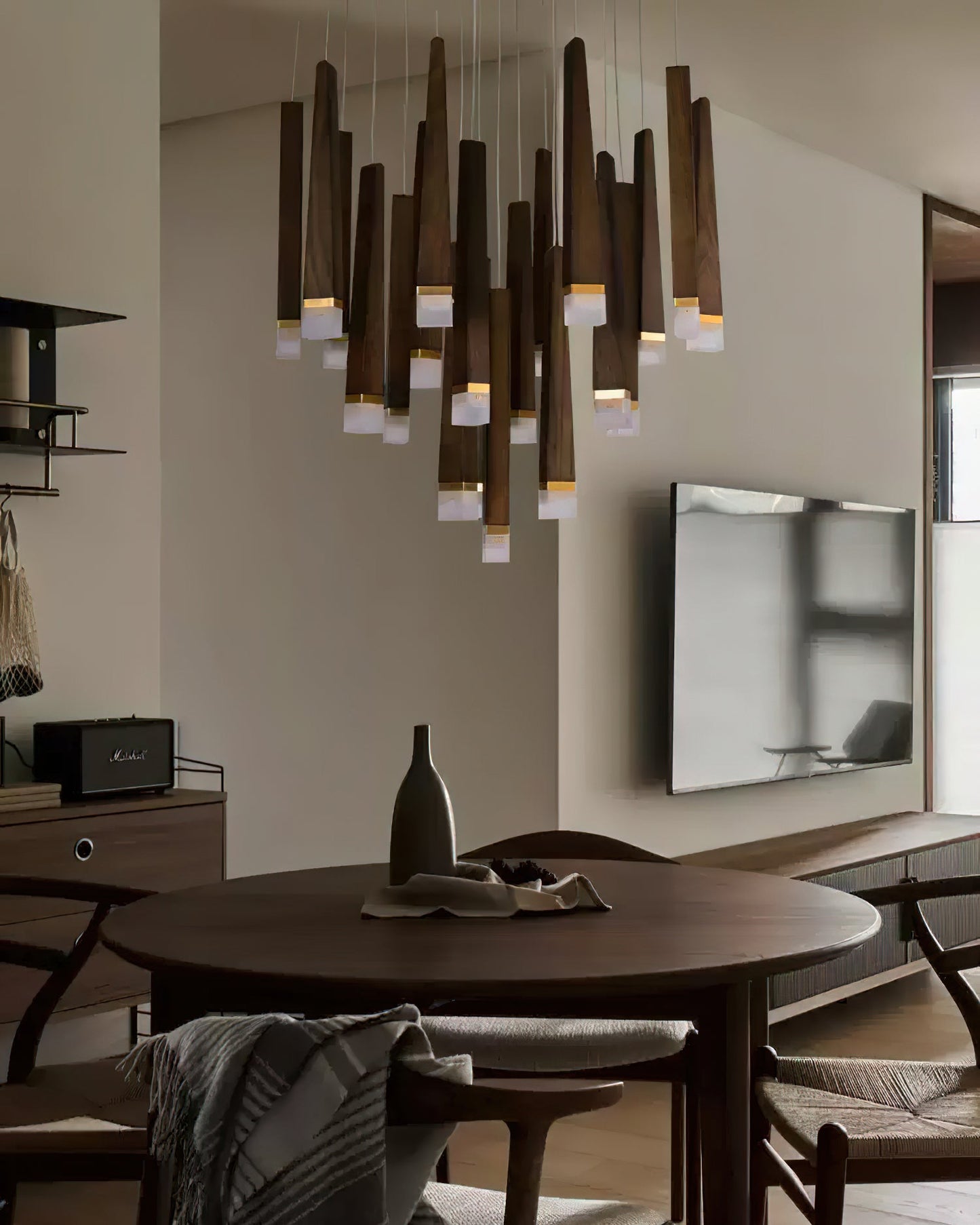 Rustic Firewood Stick Chandelier - Unique Design & Ambient Lighting