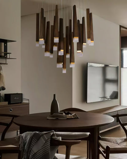 Rustic Firewood Stick Chandelier - Unique Design & Ambient Lighting