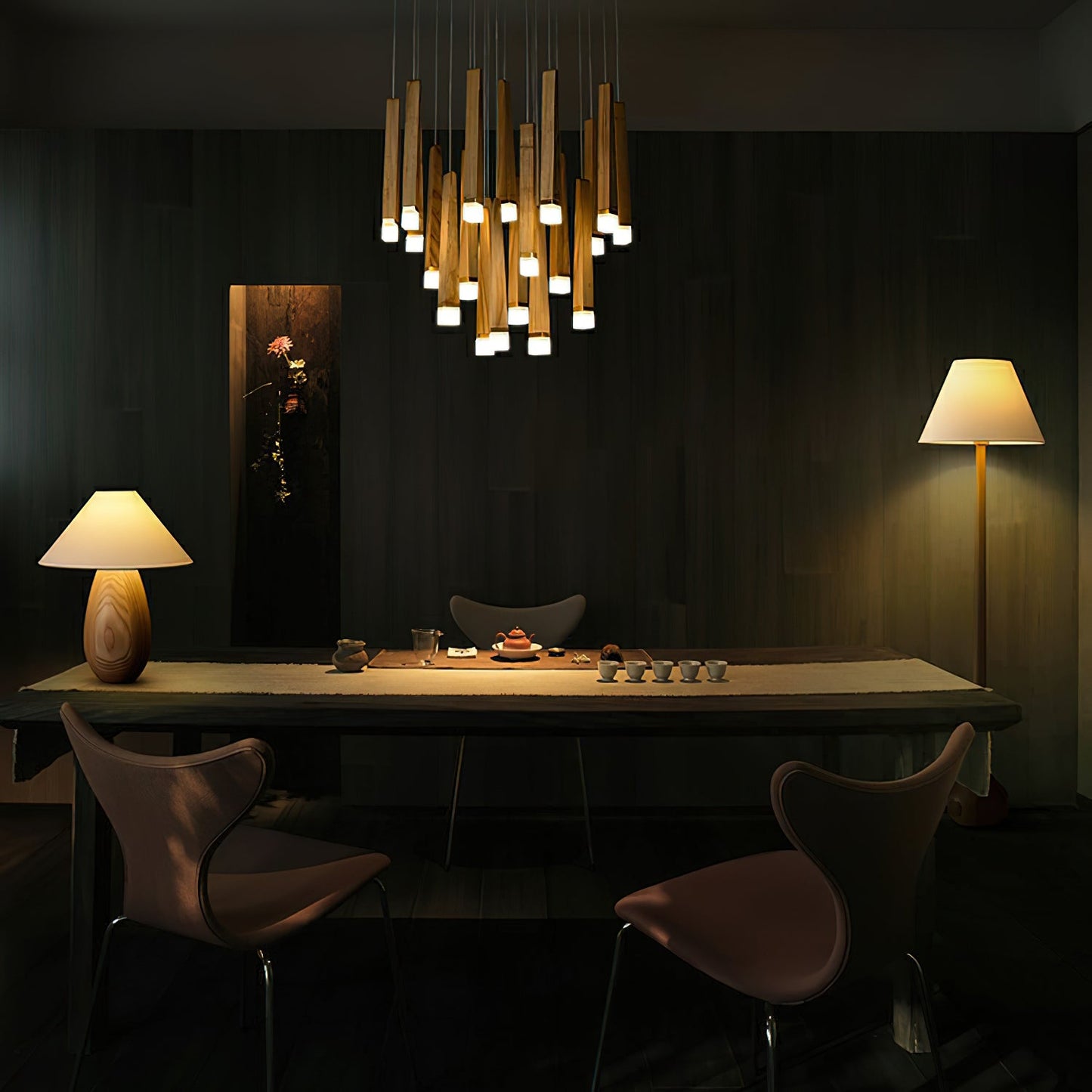 Rustic Firewood Stick Chandelier - Unique Design & Ambient Lighting