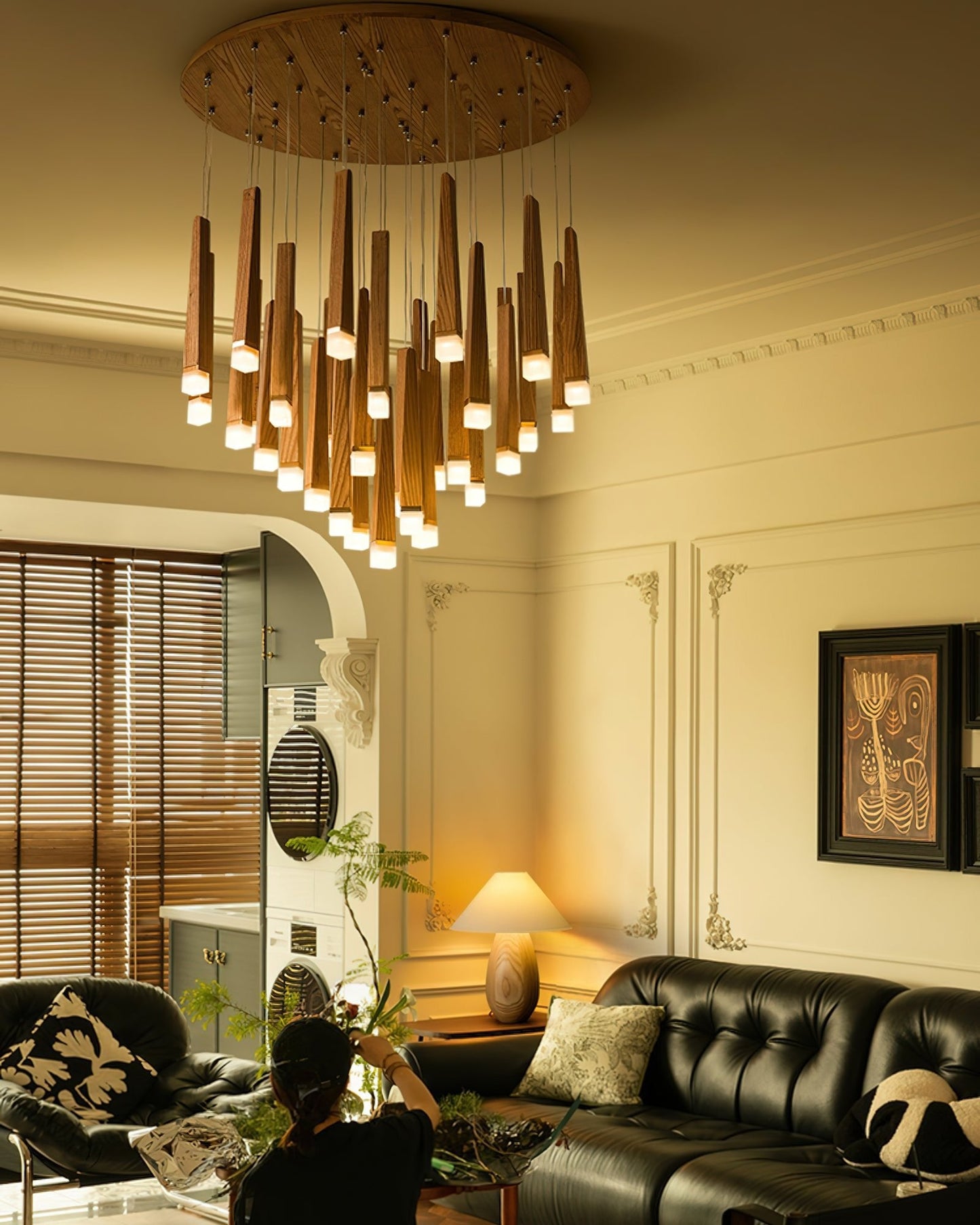 Rustic Firewood Stick Chandelier - Unique Design & Ambient Lighting