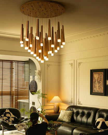 Rustic Firewood Stick Chandelier - Unique Design & Ambient Lighting