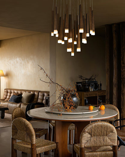 Rustic Firewood Stick Chandelier - Unique Design & Ambient Lighting