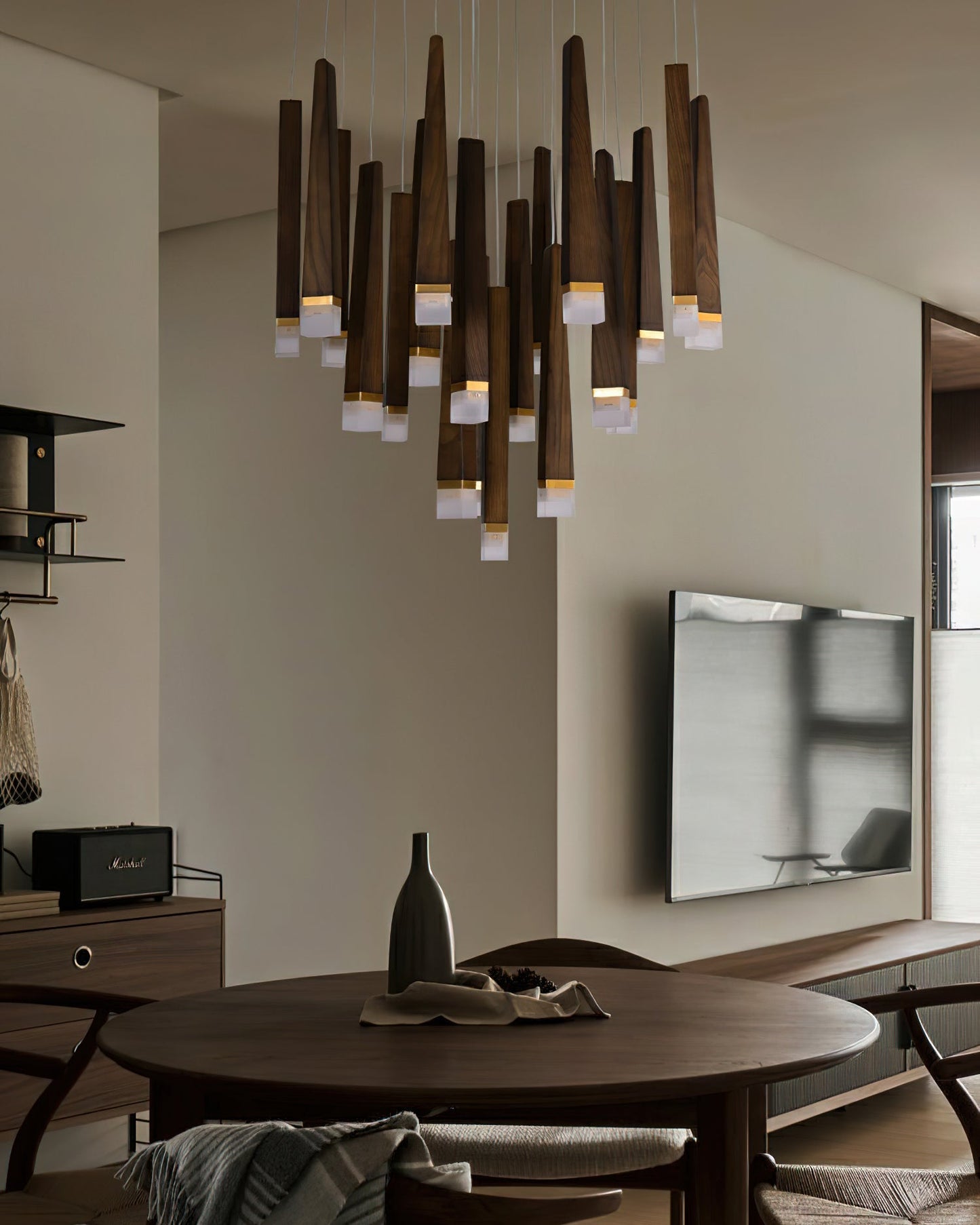 Rustic Firewood Stick Chandelier - Unique Design & Ambient Lighting