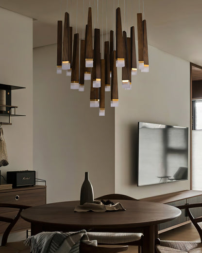 Rustic Firewood Stick Chandelier - Unique Design & Ambient Lighting