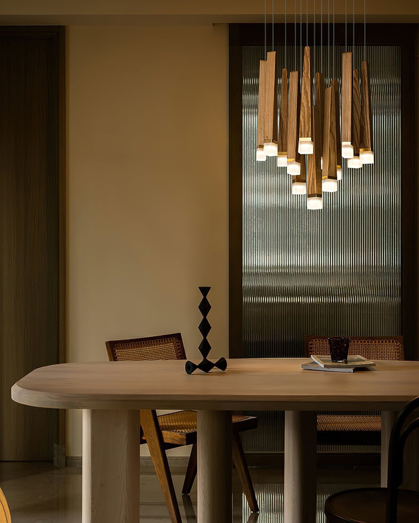 Rustic Firewood Stick Chandelier - Unique Design & Ambient Lighting