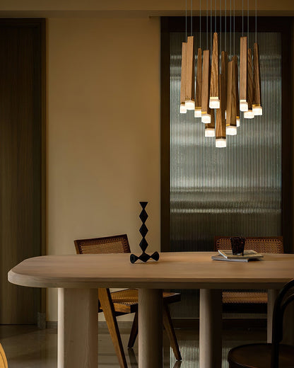 Rustic Firewood Stick Chandelier - Unique Design & Ambient Lighting