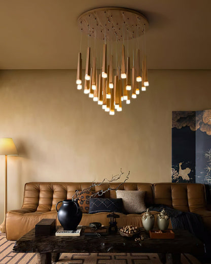 Rustic Firewood Stick Chandelier - Unique Design & Ambient Lighting