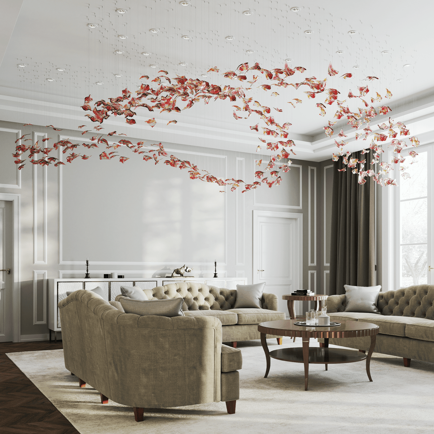 Elegant Flamenco Chandelier - Crystal Accents & Adjustable Height