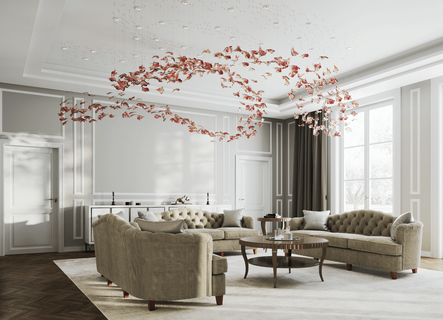 Elegant Flamenco Chandelier - Crystal Accents & Adjustable Height