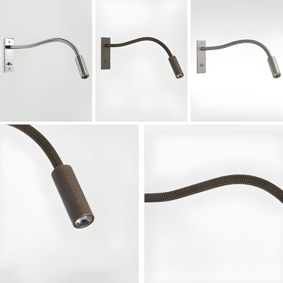 Adjustable Flexible Gooseneck Wall Lamp with USB Charging Port
