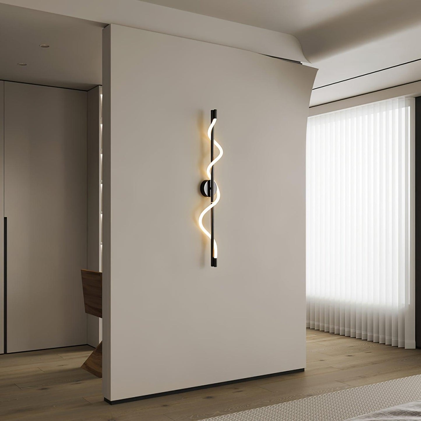 Adjustable Flexible Linear Wall Lamp with Dimmable LED and Modern Desi